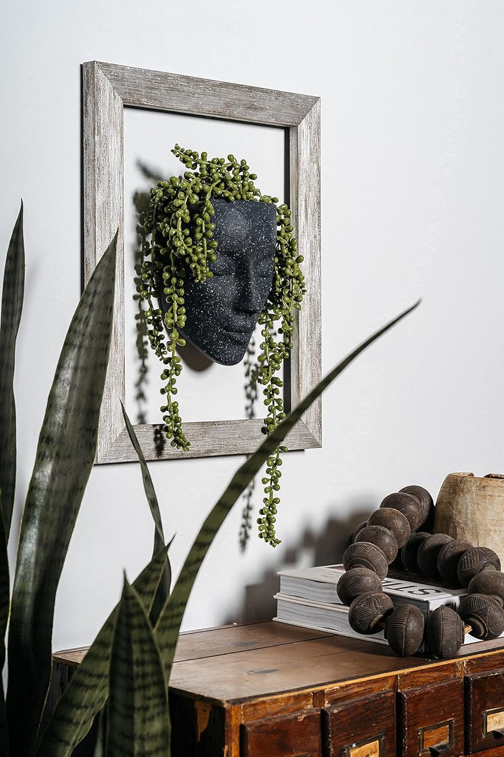 Wall Planter | Unique Face Planters Pots - Plant Gifts for Indoor Plant Lovers Gift Ideas - Succulent Plant Gift - Tranquilo Black