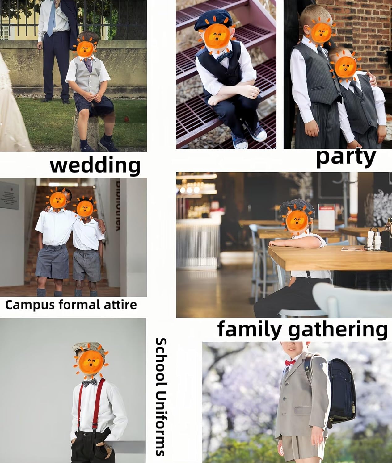 Boys Suit 3 Piece Slim Fit Kids Tuxedo Suit Formal Wedding Outfit Blazer Vest Pants Set 5-14Y