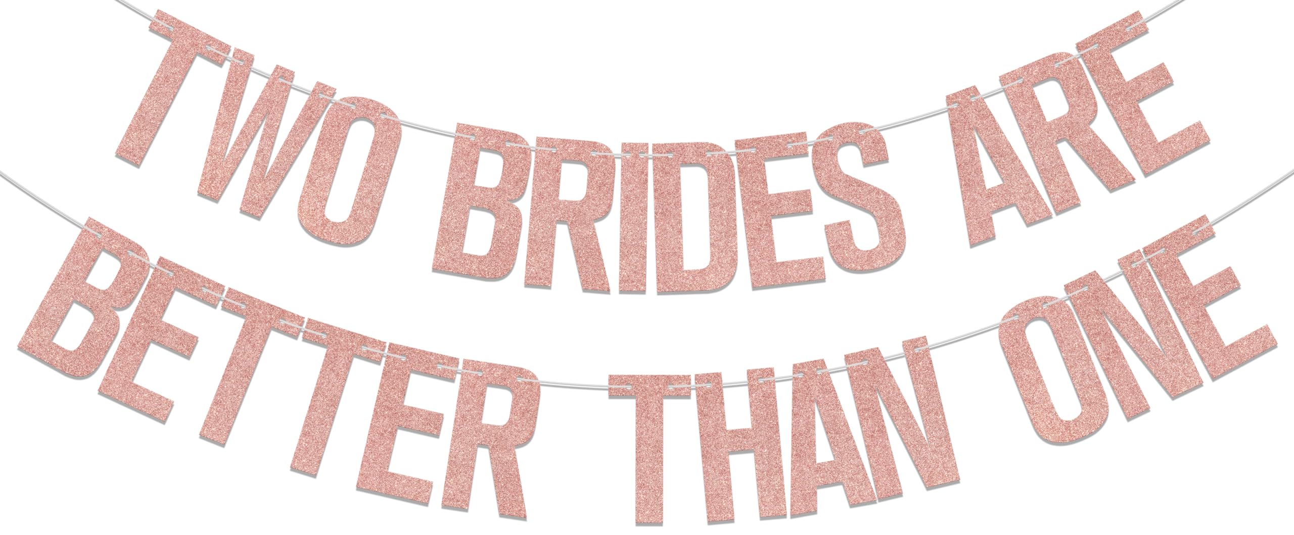 Two Brides Are Better Than One Banner, Lesbian Bachelorette Party Decorations/Gay Bridal Shower Wedding Party Supplies Rose Gold Glitter