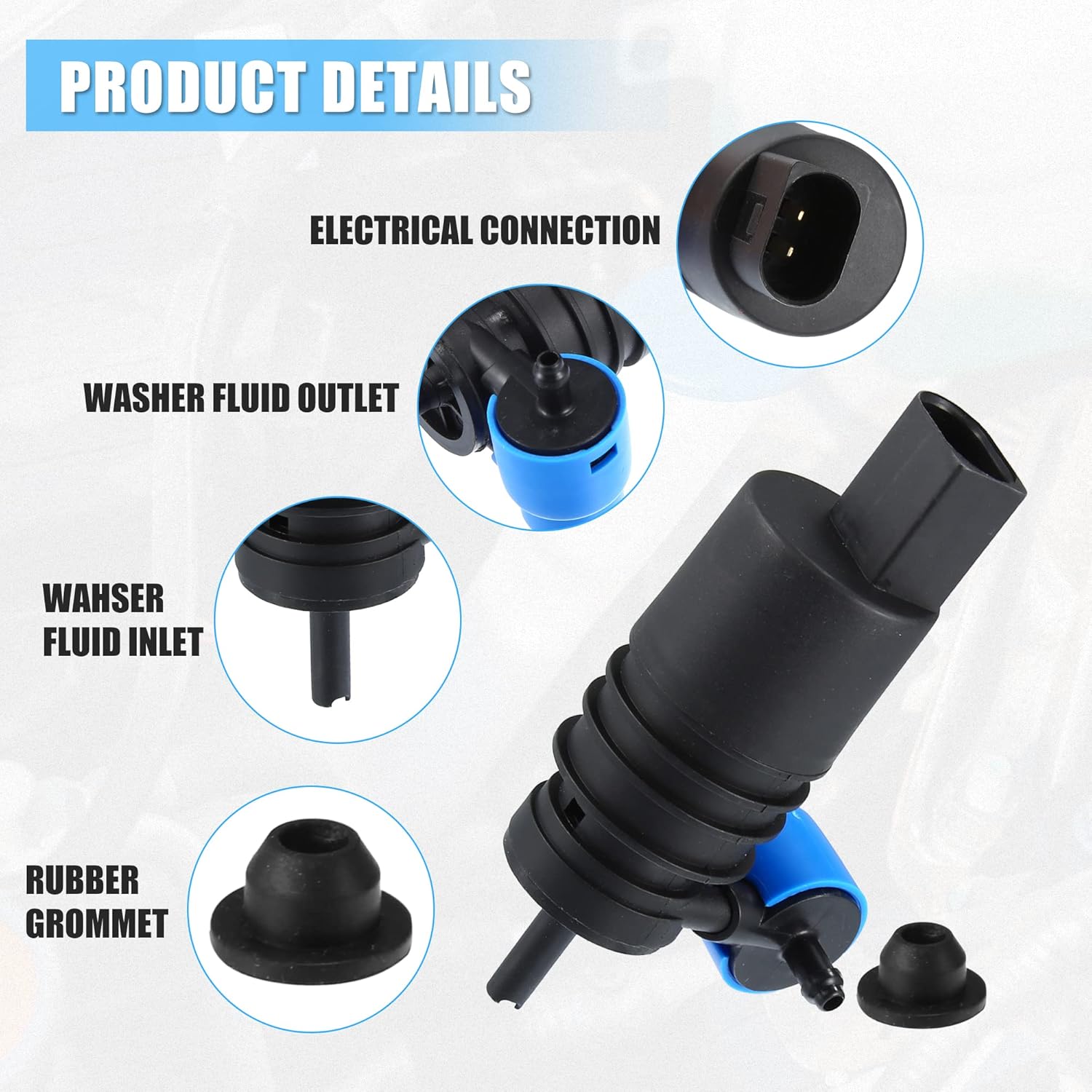 Car Windshield Washer Motor Pump Replacement for Audi A3 - Pack of 1 Black