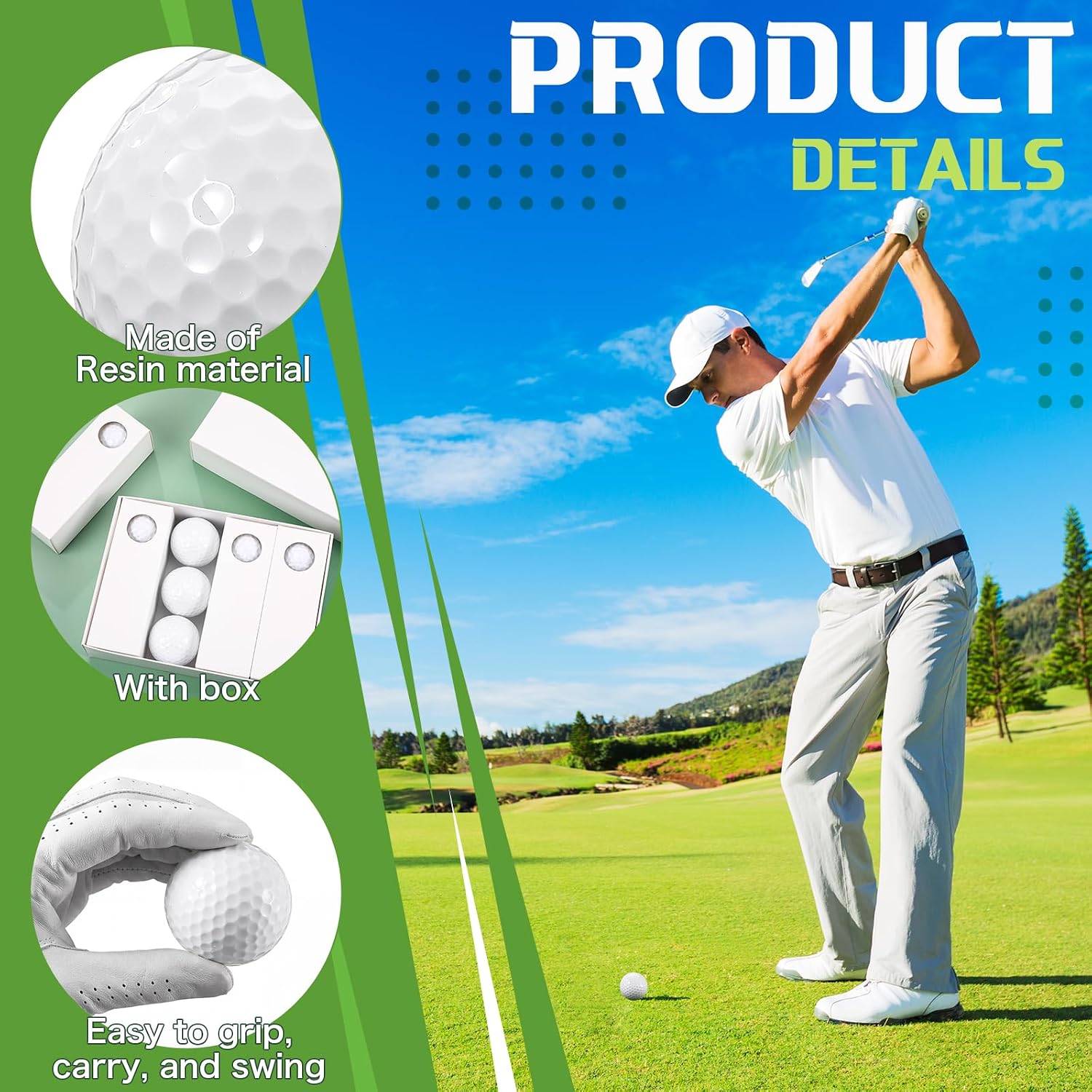 Professional Practice Golf Balls Bulk with Box, 45g Solid Rubber Golf Training Balls High Bounce Performance Practice Ball for Swing Driving Range Indoor Outdoor