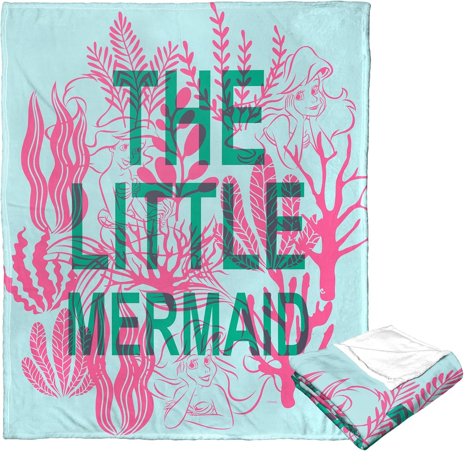 Northwest Little Mermaid/Ariel Silk Touch Throw Blanket, 50" x 60", Ariel and Ursula