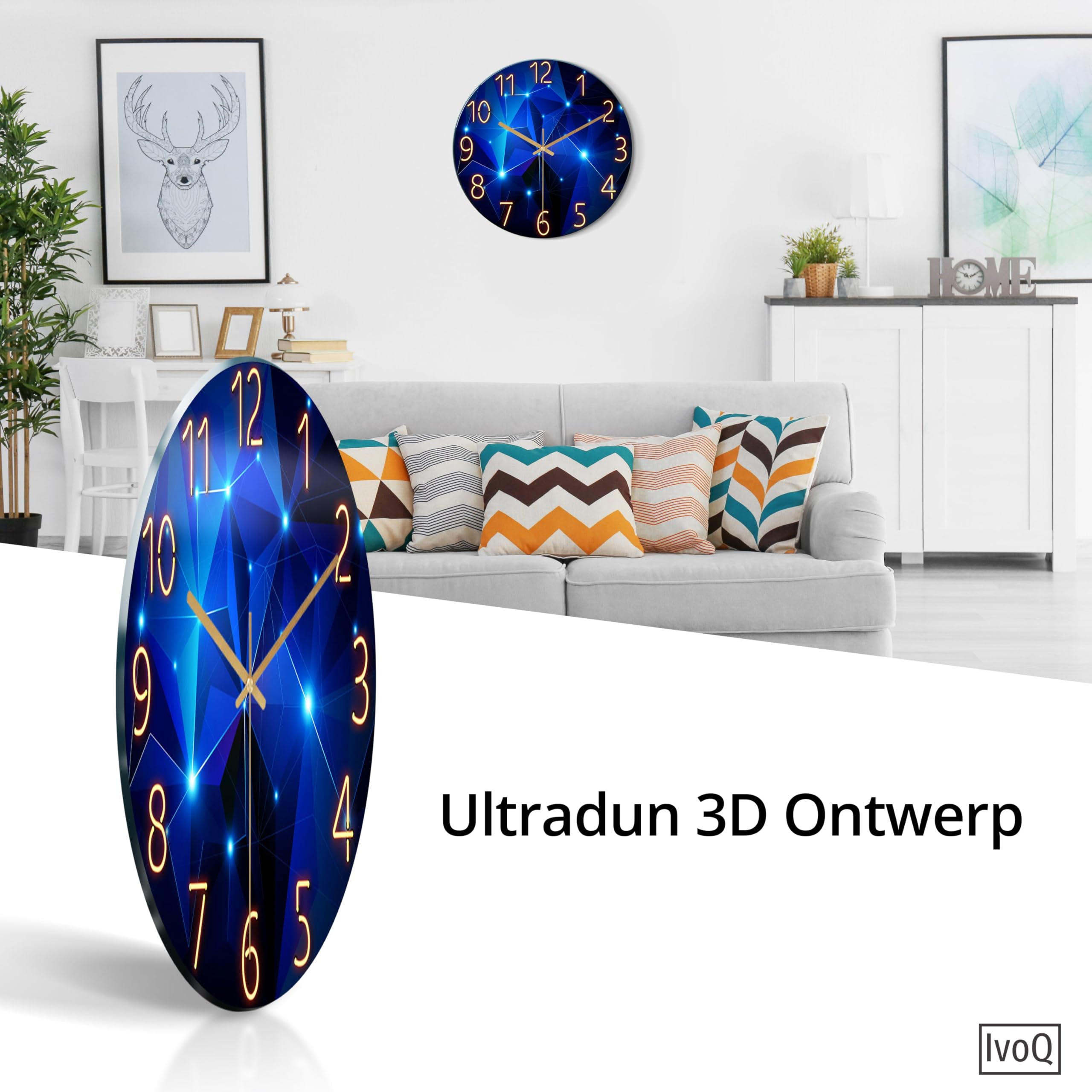 cichy zegar ścienny - 30 cm - stylowy i uspokajający niebieski design