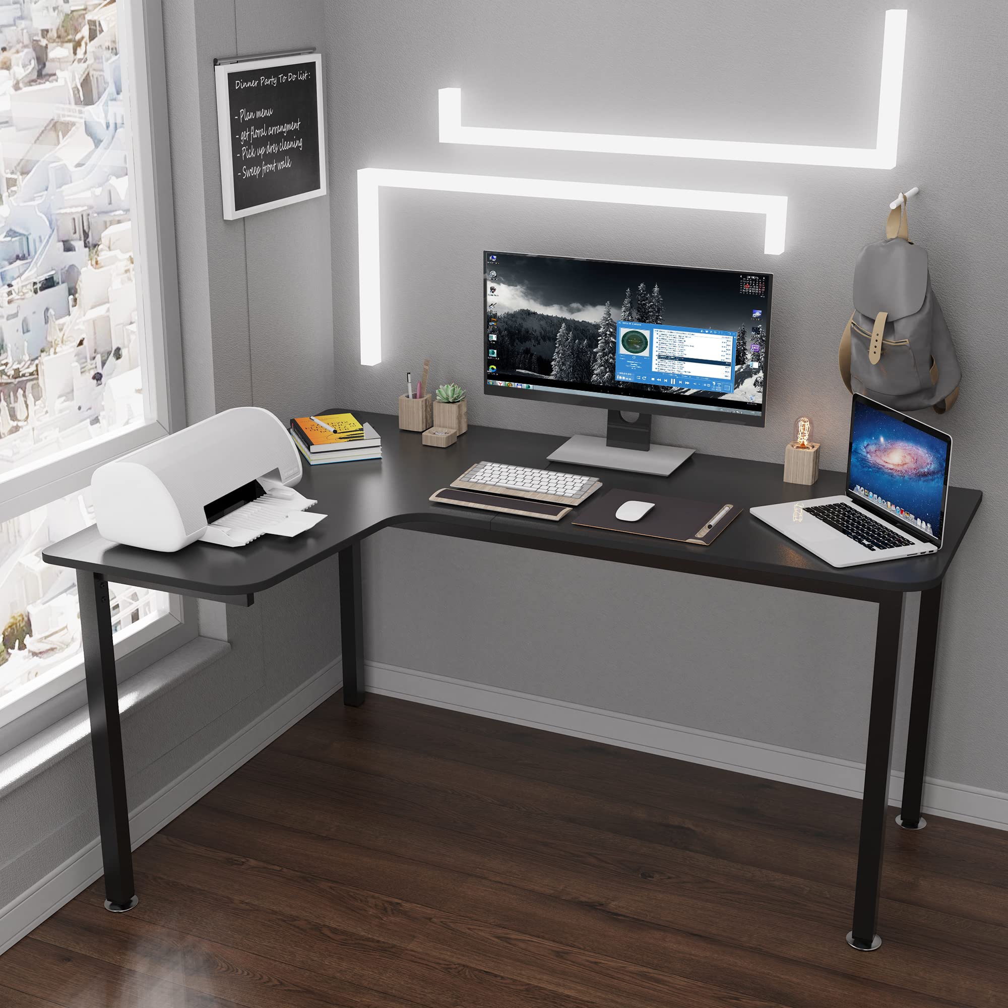 Buy L Shaped Desk Black,61 inch Corner Gaming Desk