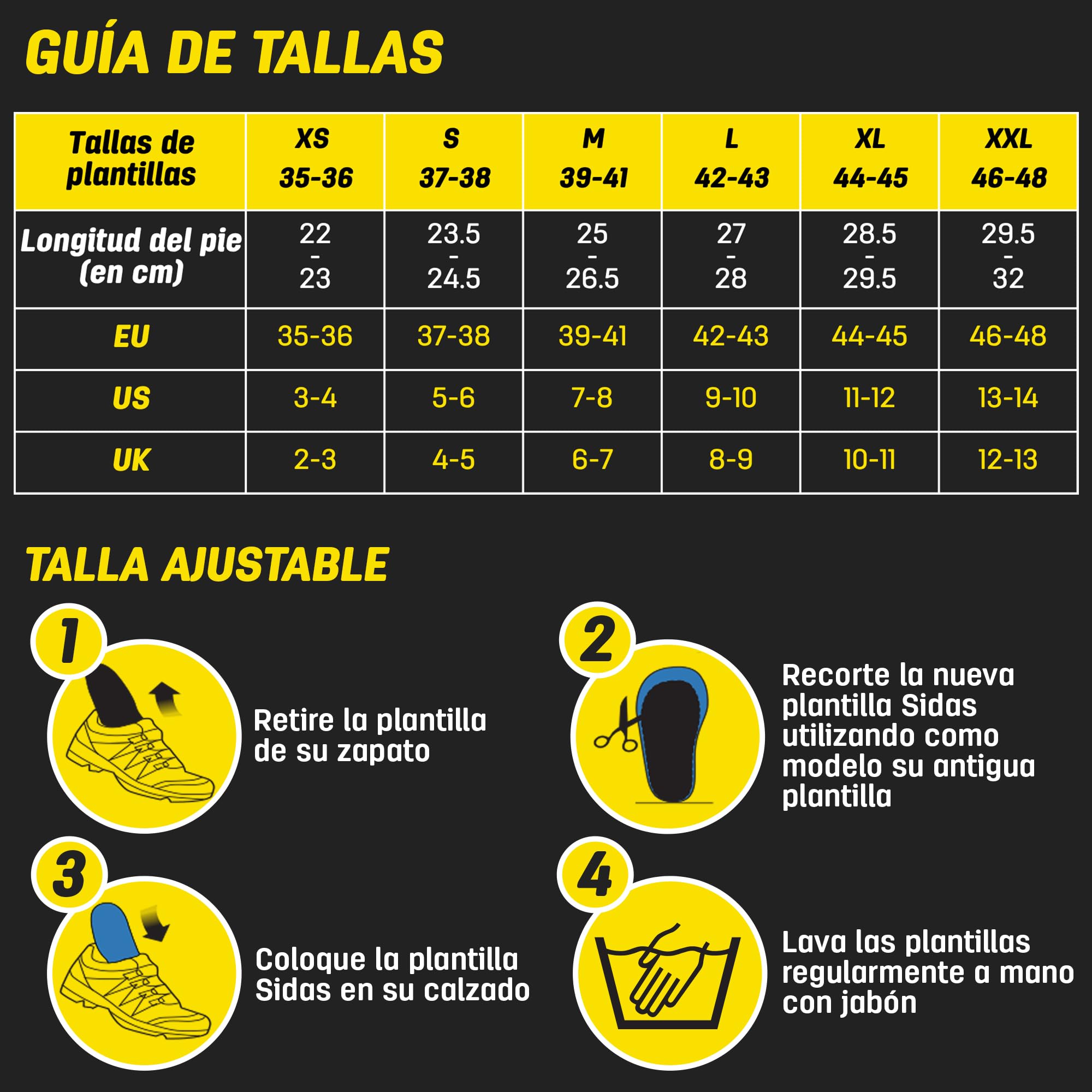 Sidas 3Feet Mid, Plantillas para arco media, Plantillas para calzado de diario y de trabajo, Confort duradero, Antibacterianas y transpirables, Plantillas para calzado de hombre y mujer