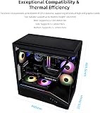 Lian Li Case per PC Mid-Tower V100 ATX, 4 ventole ARGB PWM da 120 mm preinstallate, striscia LED RGB, piattaforma display con vetro temperato, supporto GPU da 420 mm, radiatore da 360 mm, flusso - 3
