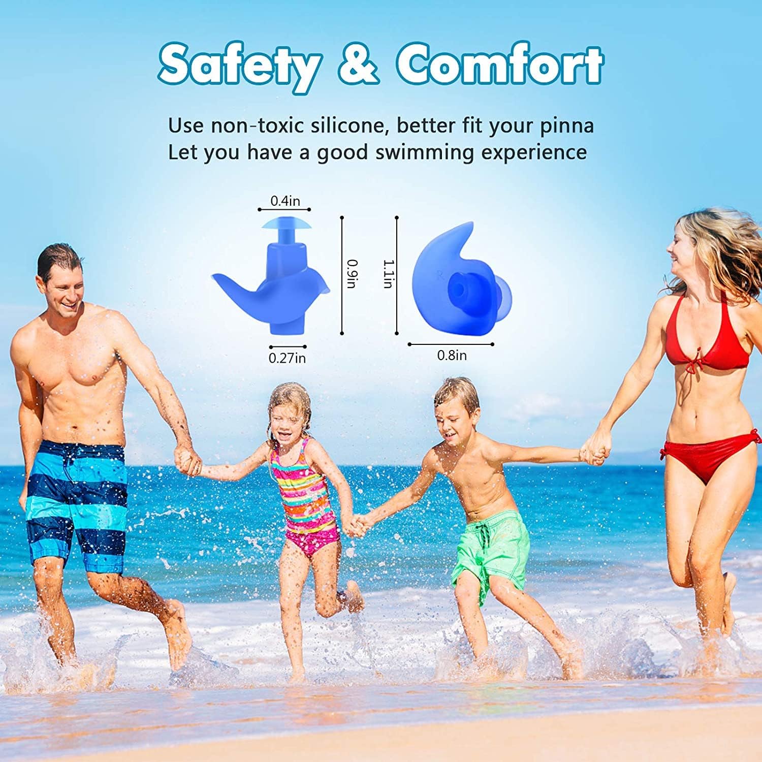 Ear Plugs for Swimming, 4-Pair Pack Swimming Earplugs for Kids Adult, Double Waterproof and Sound Hole Design Earplugs for Swimmer, Best for Showering Bathing Surfing Snorkeling : Sports & Outdoors
