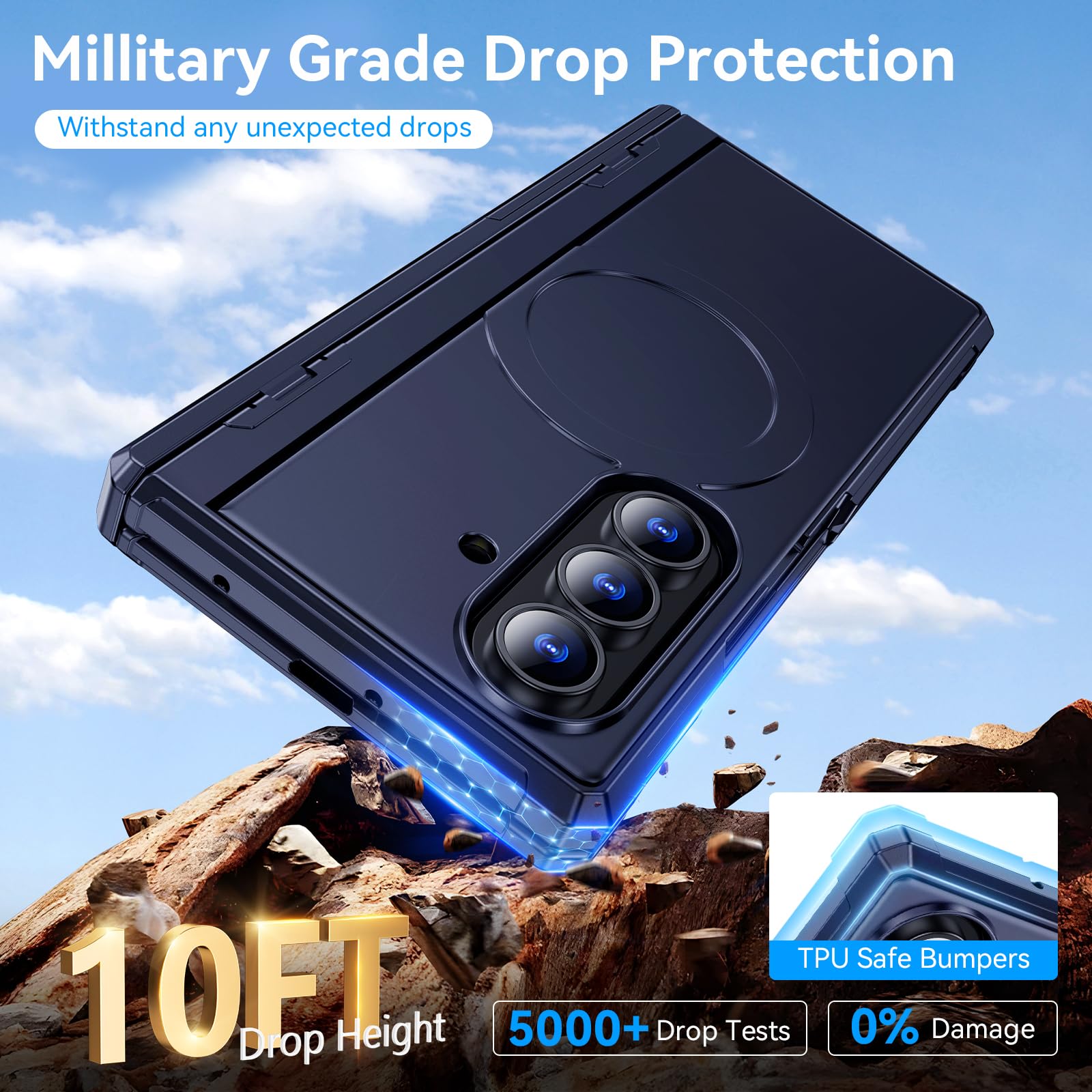 Custodia magnetica per Samsung Galaxy Z-Fold-7: doppio supporto orizzontale e verticale, compatibile con MagSafe, protezione display anti-spy, robusta protezione per cerniere, custodia ZFold