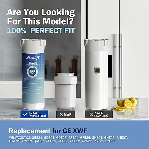 Miniatura 3 de Frizzlife Filtro de agua para refrigerador XWF (no XWFE) de repuesto para GE XWF, certificado NSF para la marca original, diseño a prueba de fugas,