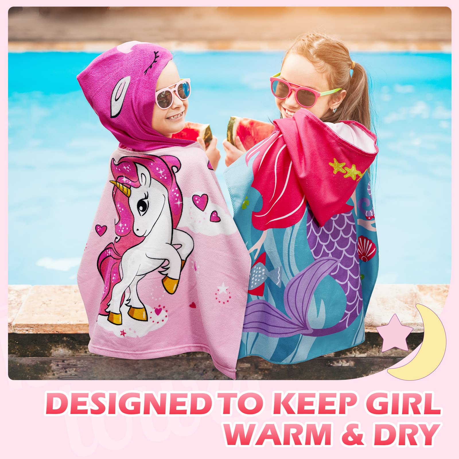 Paquete de 3 toallas con capucha para niños, toalla de baño de playa para niñas y niños, toallas de natación más gruesas para niños pequeños, ponchos con capucha, toallas de baño de algodón para