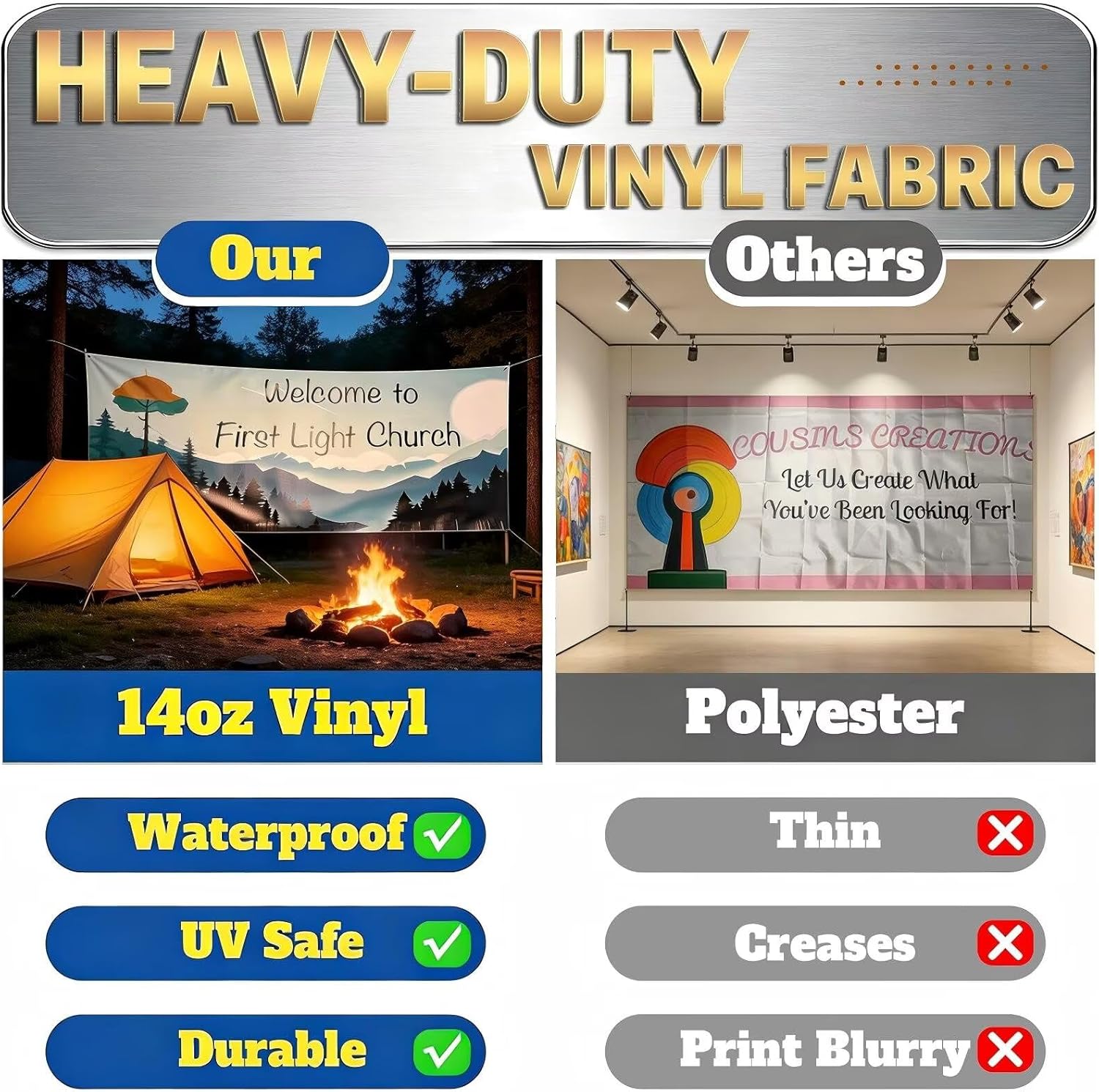 Personalized Banner Heavy-Duty 14oz Vinyl with UV Print and Grommets for indoor outdoor events retail birthday 7x10ft