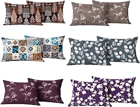 RD TREND® Glace Cotton Assorted Pillow Cover Set of 6 (12 Pcs) – Premium 210 TC, Standard Size 18"x28" | Soft & Breathable Floral Printed Pillowcases for Bedroom & Home | Mix-6