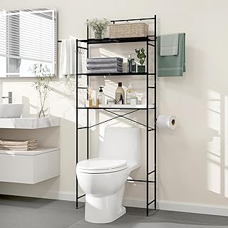 3-Tier Over The Toilet Storage Rack, Freestanding Bathroom Shelves Organ...