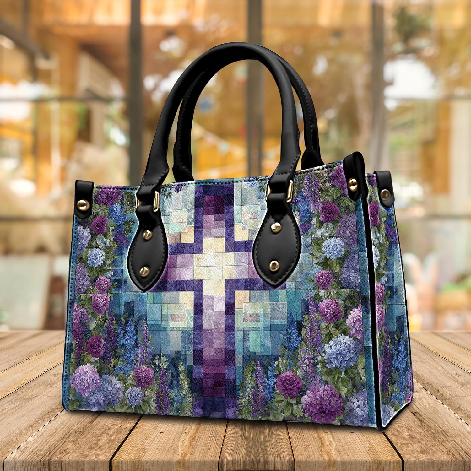 Personalized Christian Leather Handbag with Purse, Bible Purse, Religious Cross Church Bags Christian Gift For Women Her Wife