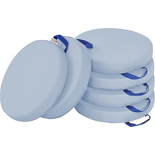 ECR4Kids SoftZone Floor Cushions, Round, Flexible Seating, Powder Blue, 6-Piece