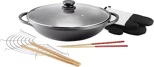 Kopf 124184 Mai-Lu Wok, Cast Aluminium, Diameter 36 cm, with Glass Lid and Accessories