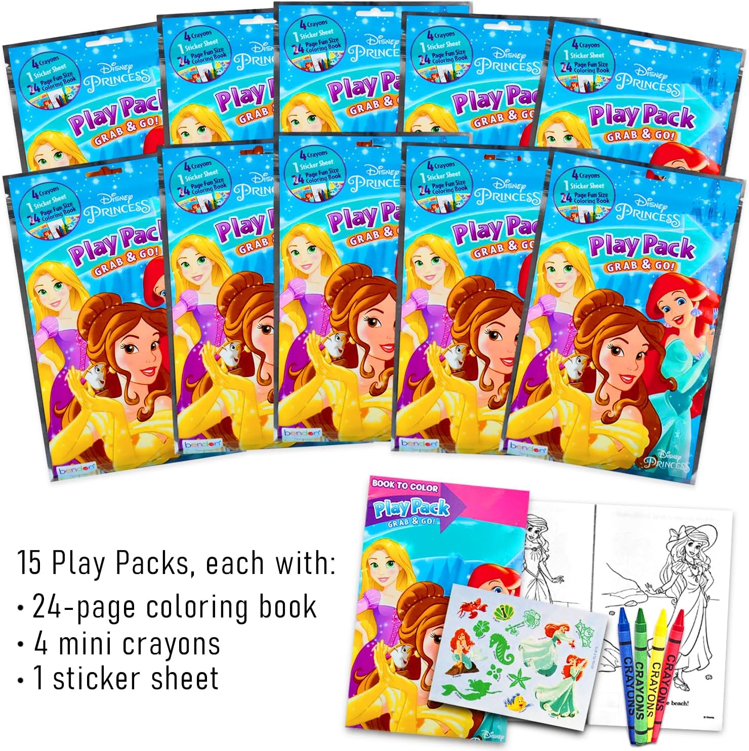 Disney Princess Party Favors Activity Pack Bundle - 15 Goodie Bags Stuffers image 3