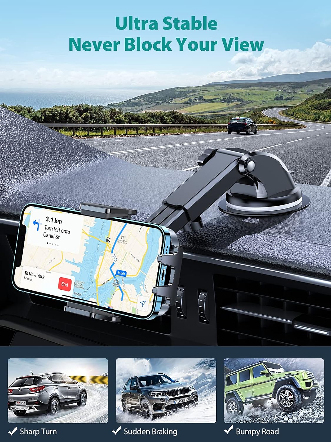 ❤ Crаzу Dеаlѕ VICSEED Car Phone Holder Mount [Military-Grade Quality] 3 in 1 Universal Cell Phone Holder Car Strong Suction Long Arm Dashboard Windshield Vent 360° Rotation Adjustable for All iPhone Samsung etc