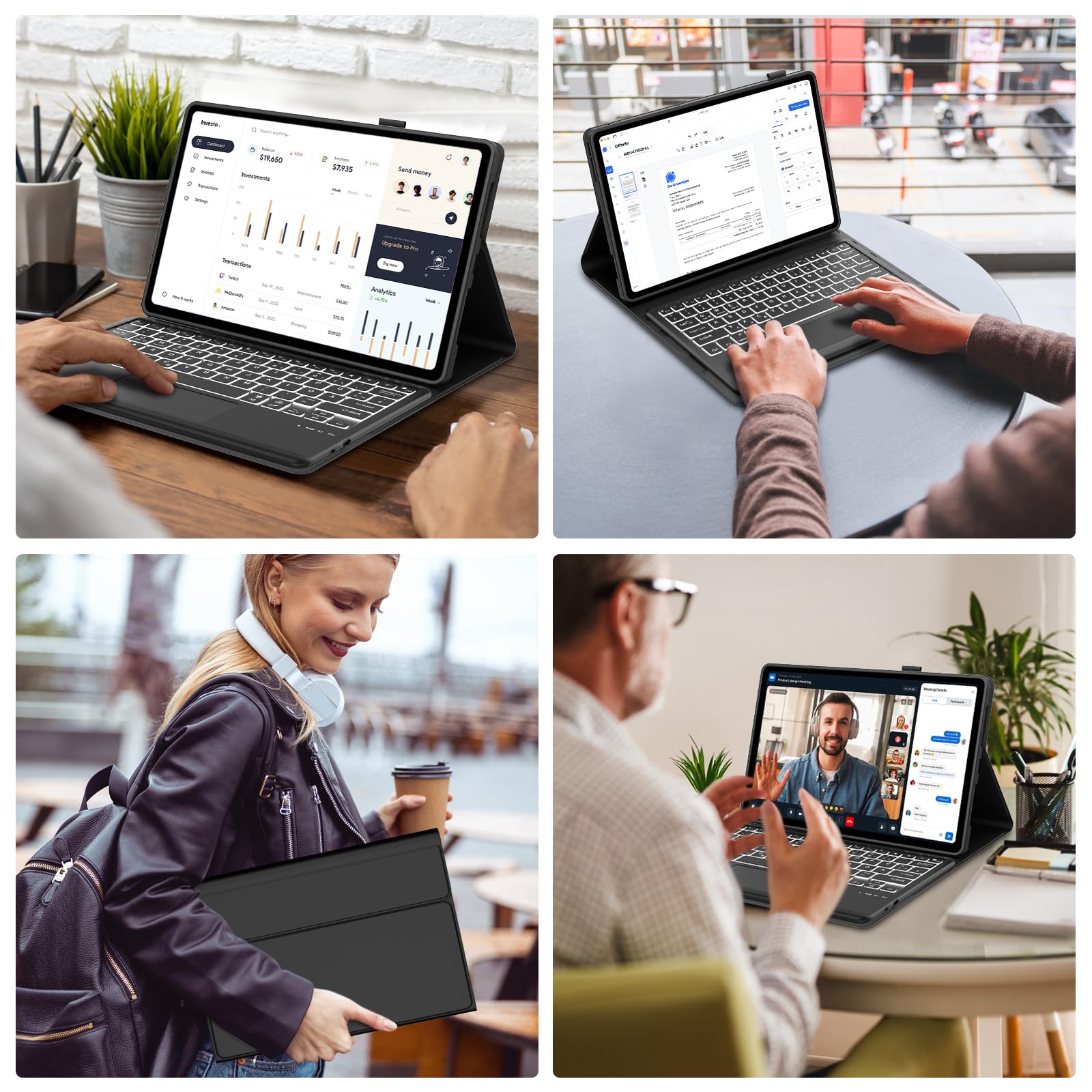 Tastatur für Lenovo Idea Tab Plus 12,1 Zoll TB361ZU/TB361FU, Schwarz | Hülle mit Tastatur für Lenovo Idea Tablet Plus 12.1" 2025 con Touchpad, Magnetisch Bluetooth Beleuchtung QWERTZ Keyboard