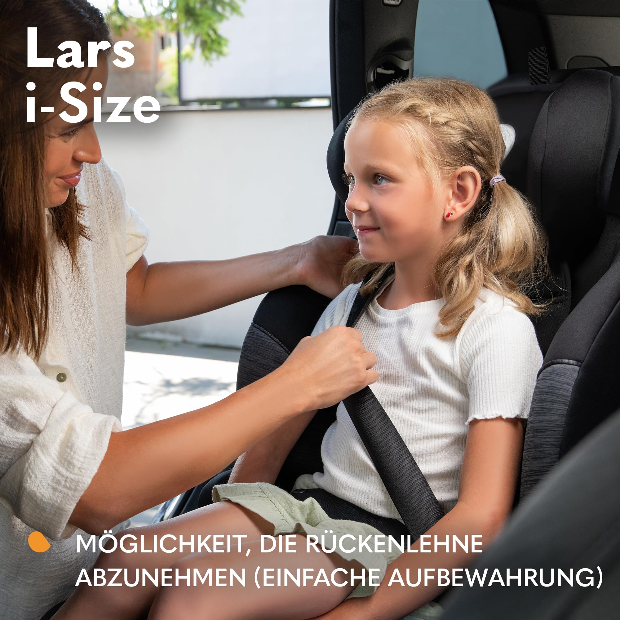 LIONELO LARS i-Size Kinderautositz 100–150 cm, Gruppe 2 3 | Seitenschutz 10 Grad, Kopfstützenverstellung, bequeme Armlehnen, abnehmbare Rückenlehne