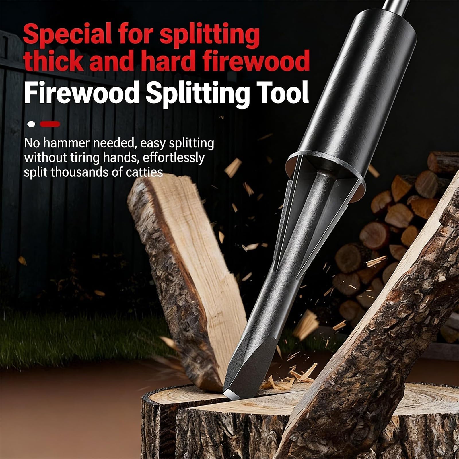 Ręczna łuparka bezwładnościowa do drewna, wytrzymałe narzędzie do łupania z antypoślizgową osłoną uchwytu, ręczna łuparka do drewna, opałowa o szerokości ostrza 2,5 cm/3 cm, do kominka(3cm)