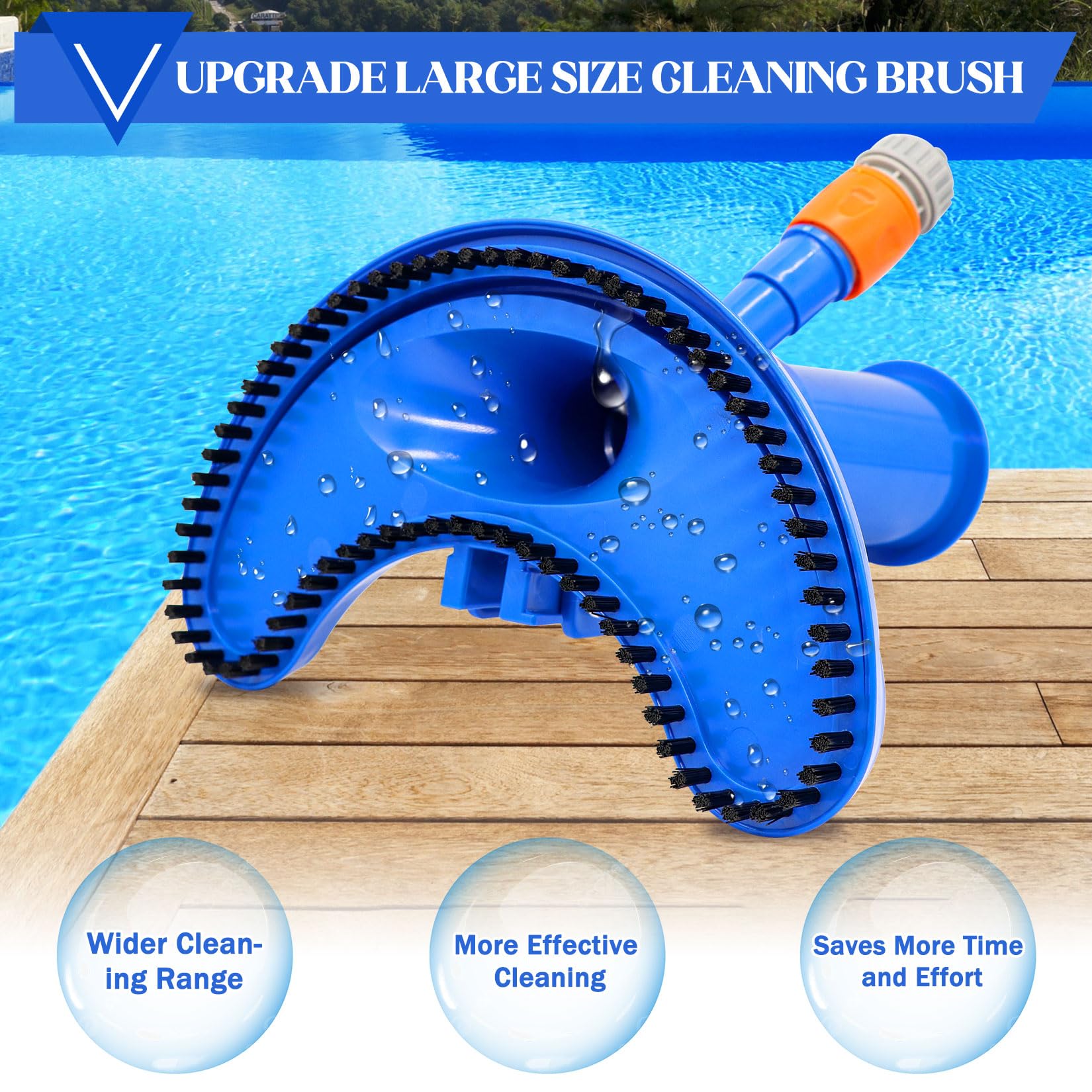 Idota Poolsauger Bodensauger 160cm, Pool Bodensauger Set mit Verbreiterte Gebogene Bürste, 4 Abnehmbare Verlängerte und verstärkte Aluminiumstange, Pool Sauger Boden, Pool Staubsauger Boden