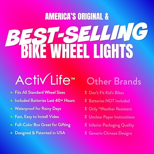 Miniatura 4 de Activ Life Luces LED para rueda de bicicleta con pilas incluidas. Obtén 100% más brillantes y visibles desde todos los ángulos para la máxima