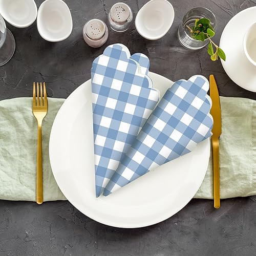 Miniatura 6 de 100 servilletas de cóctel festoneadas a cuadros, servilletas de papel grueso, servilletas festoneadas desechables para decoraciones de fiestas,