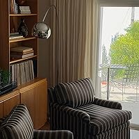 Vista 8 de Brightech Olivia Lámpara de pie – Lámpara de arco elegante con cabeza redondeada y base de mármol para sala de estar, lámpara de pie alta