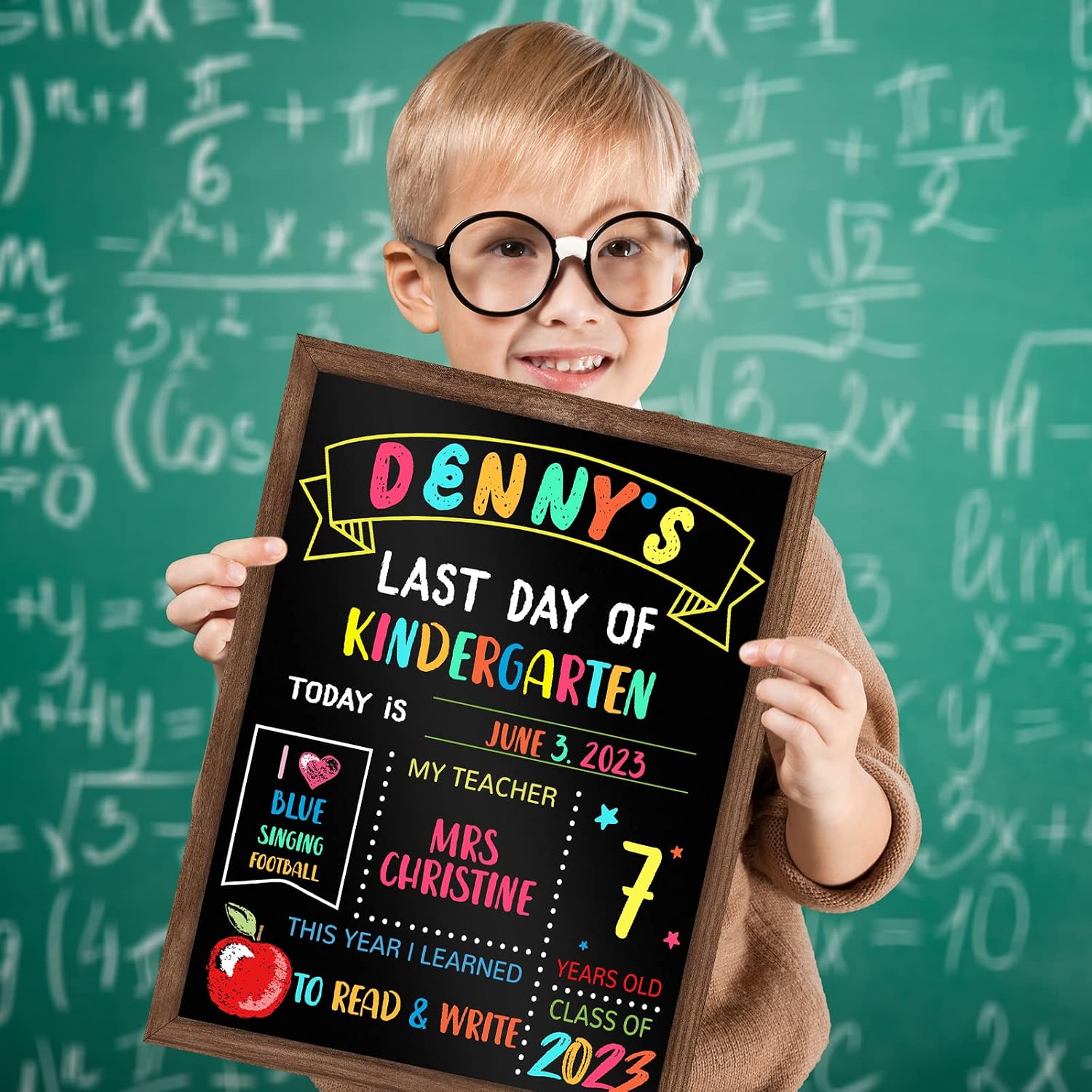 First & Last Day of School Board, 11 x14 Inch Double Sided Back to School Sign for Kids Girls Boys, My 1st Day of Schools Chalkboard Sign, Wooden 1st Day Boards of Preschool Kindergarten image 4