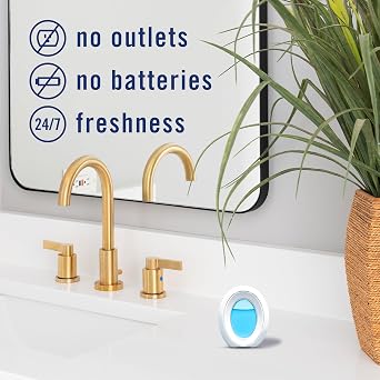 Febreze Bathroom Air Freshener Small Spaces Odor Fighter Ocean Scent 4ct | Lasts up to 45 days. 4X scent intensity. No batteries or outlets needed. Suitable for bathrooms and all small spaces.
