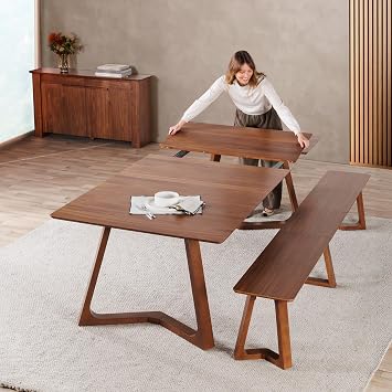 Transformer Table Nova Extendable Dining Table + Bench, Royal Brown