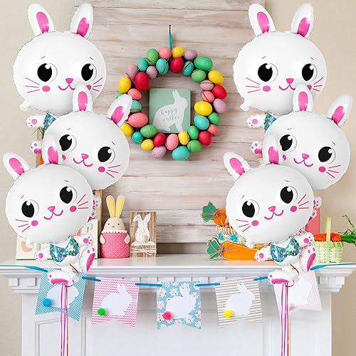 Miniatura 3 de 6 globos de conejo, globos grandes de conejo de Pascua de 32 pulgadas, globo de aluminio en forma de conejo, lindo globo de conejo de Mylar para