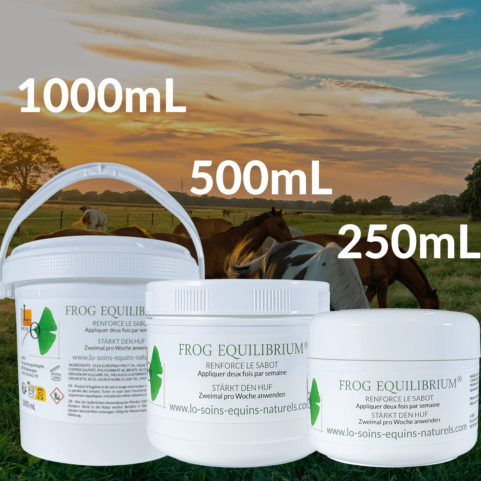 Frog Equilibrium - Soin, Graisse Onguent Naturel pour Sabots pour Cheval (Sabot cassant, infecté, bleime, seime...) - Aux Plantes, Olive, Laurier, Tea-treee, Origan - Toute Saison (250mL)