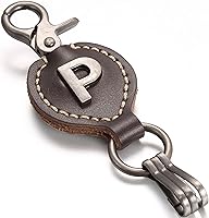 Vista 1 de Leather Keychain For Men, Single Letter Alphabet with Easy Clasp