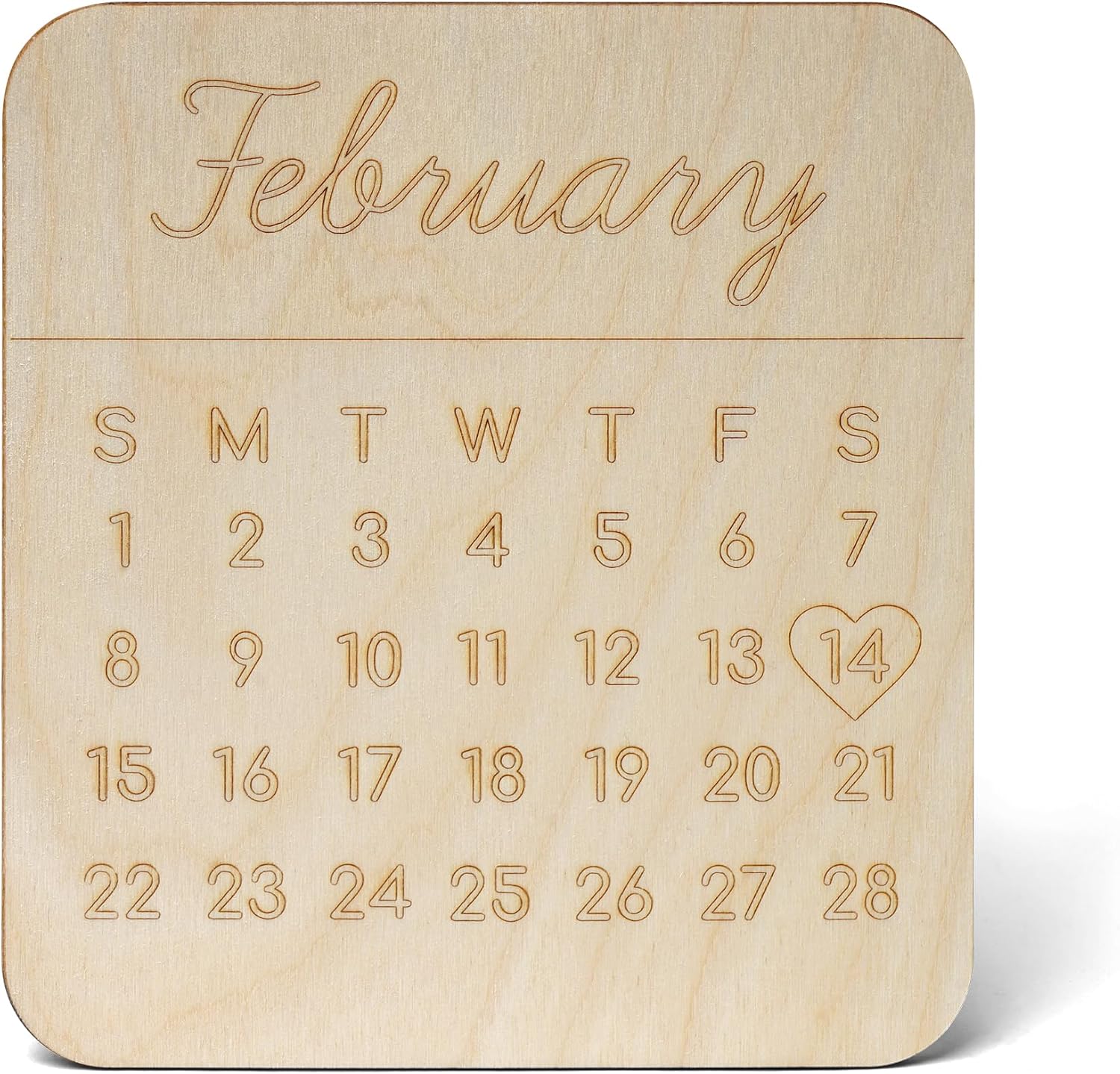February Calendar Wood Cutouts 20-inch, 1/8 inch Thick, Pack of 1 Valentines Crafts for Gifts and Décor, by Woodpeckers