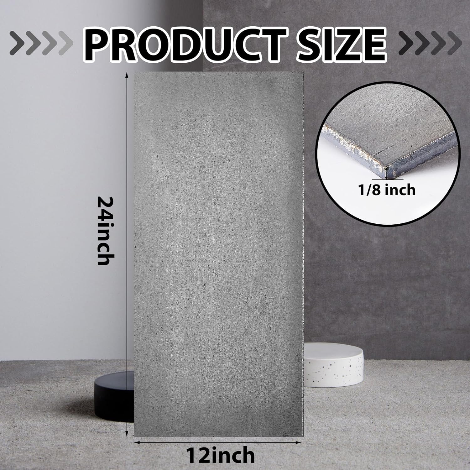 Gisafai 1/8 x 12 x 24 Inch Mild Steel Sheet A36 Hot Rolled Plate 11 Gauge Non Coating Metal Steel Sheet for Projects, DIY Crafts, Industrial Applications