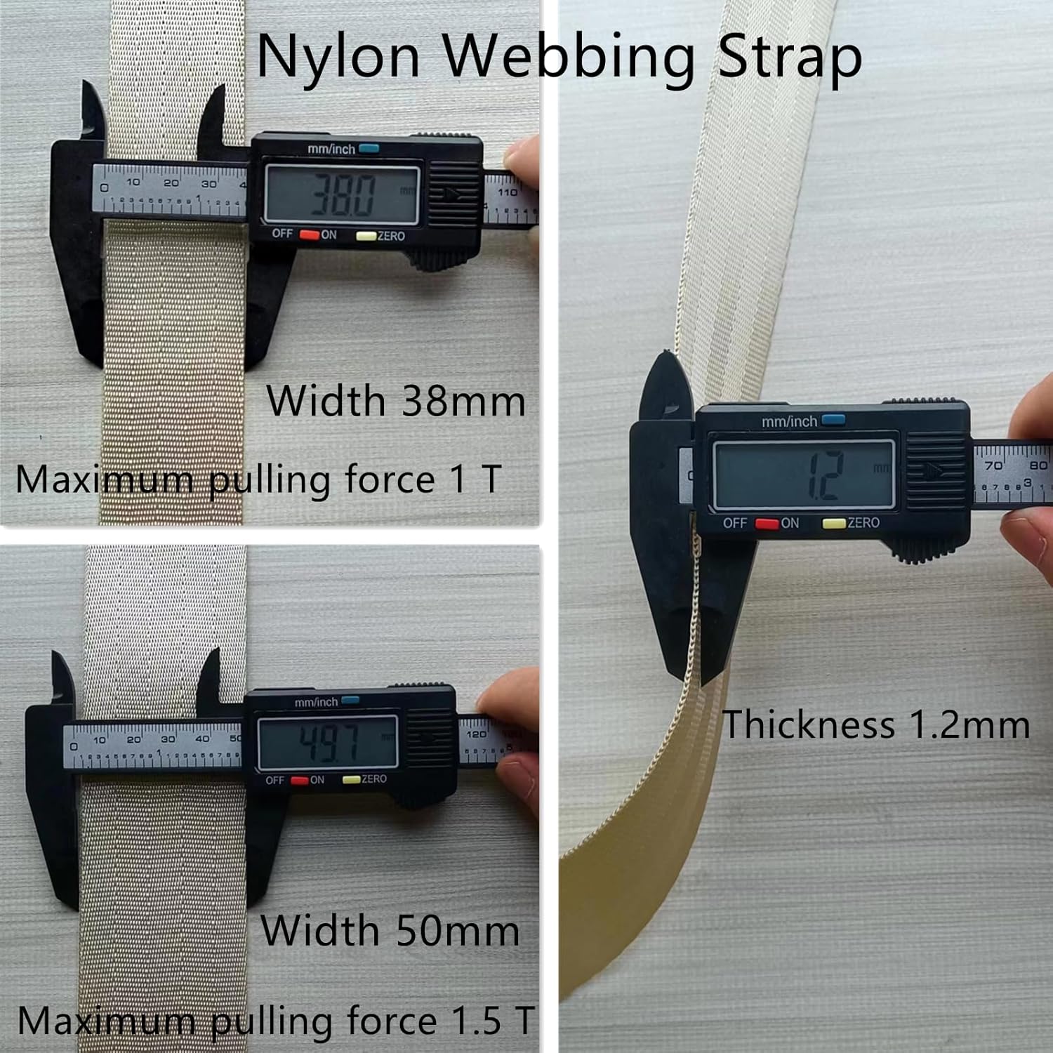Nylon Webbing 1.5 inch 2 inch, Heavy Duty Nylon Strap for Bags, Backpack, Indoor Outdoor Gear, Repairing, Belts