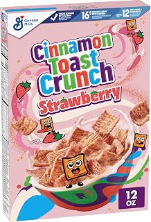 Cinnamon Toast Crunch Breakfast Cereal, Crispy Strawberry Cereal, 12 oz