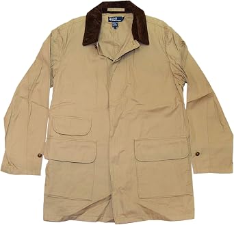 Ralph Lauren Polo Mens Car Coat Long Jacket Corduroy Khaki Brown Beige
