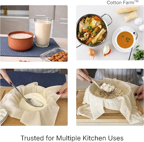 Miniatura 6 de Cotton Farm - Paños de queso precortados, 18 x 18 pulgadas, grado 100, bordes sobrehilados, listos para usar, gasa de muselina para colar y cocinar