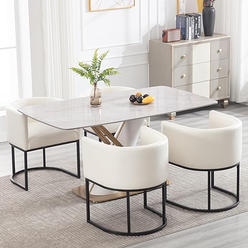 Miniatura 35 de Silla de comedor tapizada, moderna silla lateral de barril, sillas de comedor tapizadas, cómoda silla auxiliar de cocina para sala de estar, color