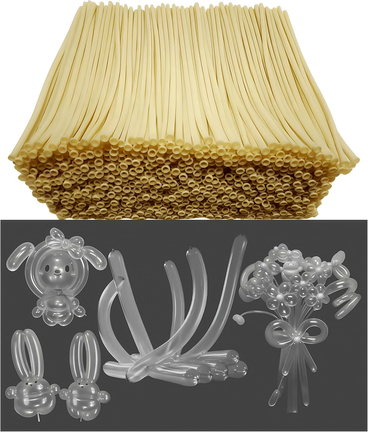 1200 Pcs Long Balloon Animal Making Kit 60 Inch Clear 260 Twisting Balloons for Party Decorations and Crafts