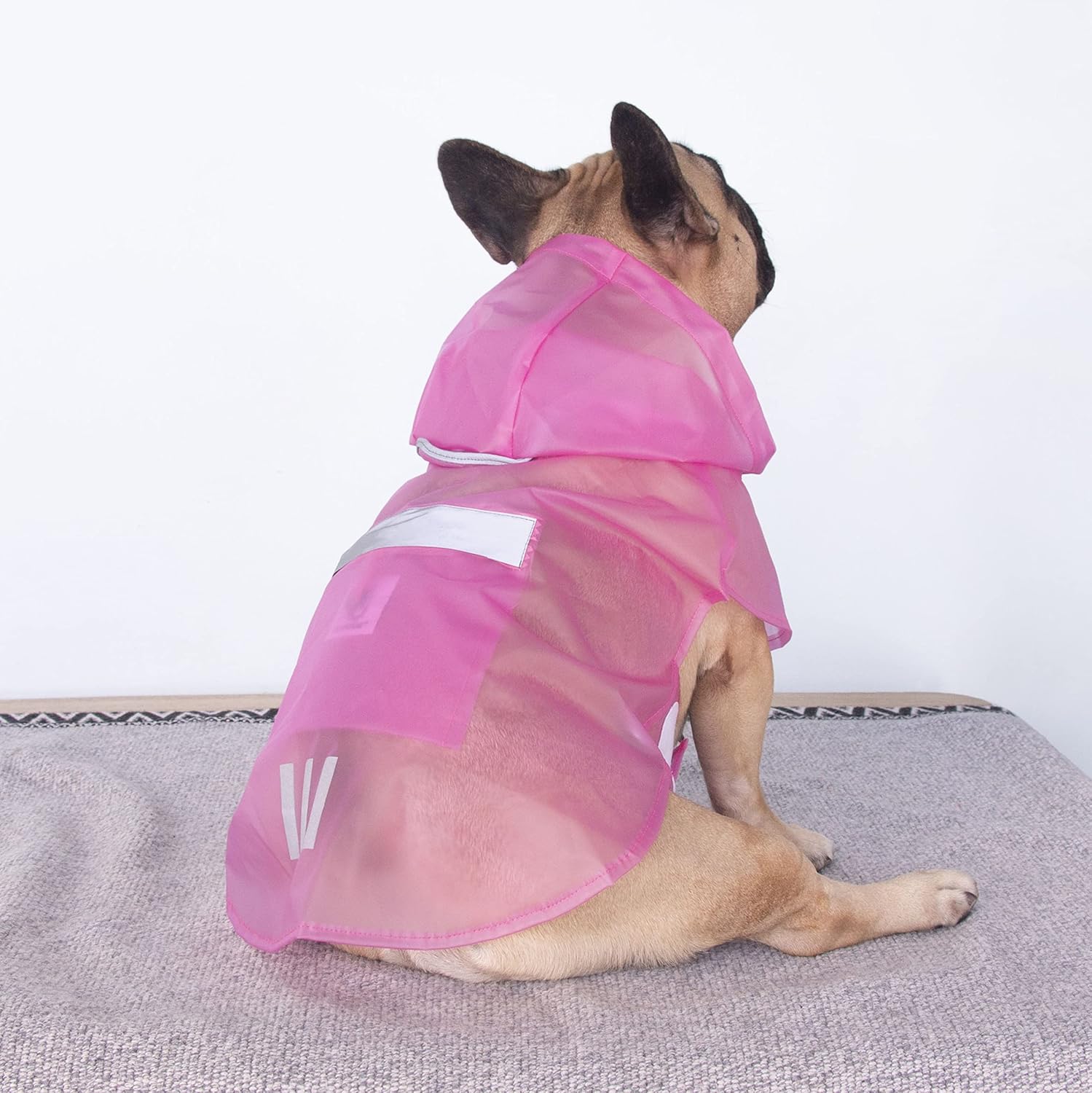 iChoue French Bulldog Raincoat Frenchie Pitbull Rain Coat Jacket Poncho Packable Waterproof Adjustable with Reflective Straps Lightweight for Short Thick Medium Dogs (Pink, L)