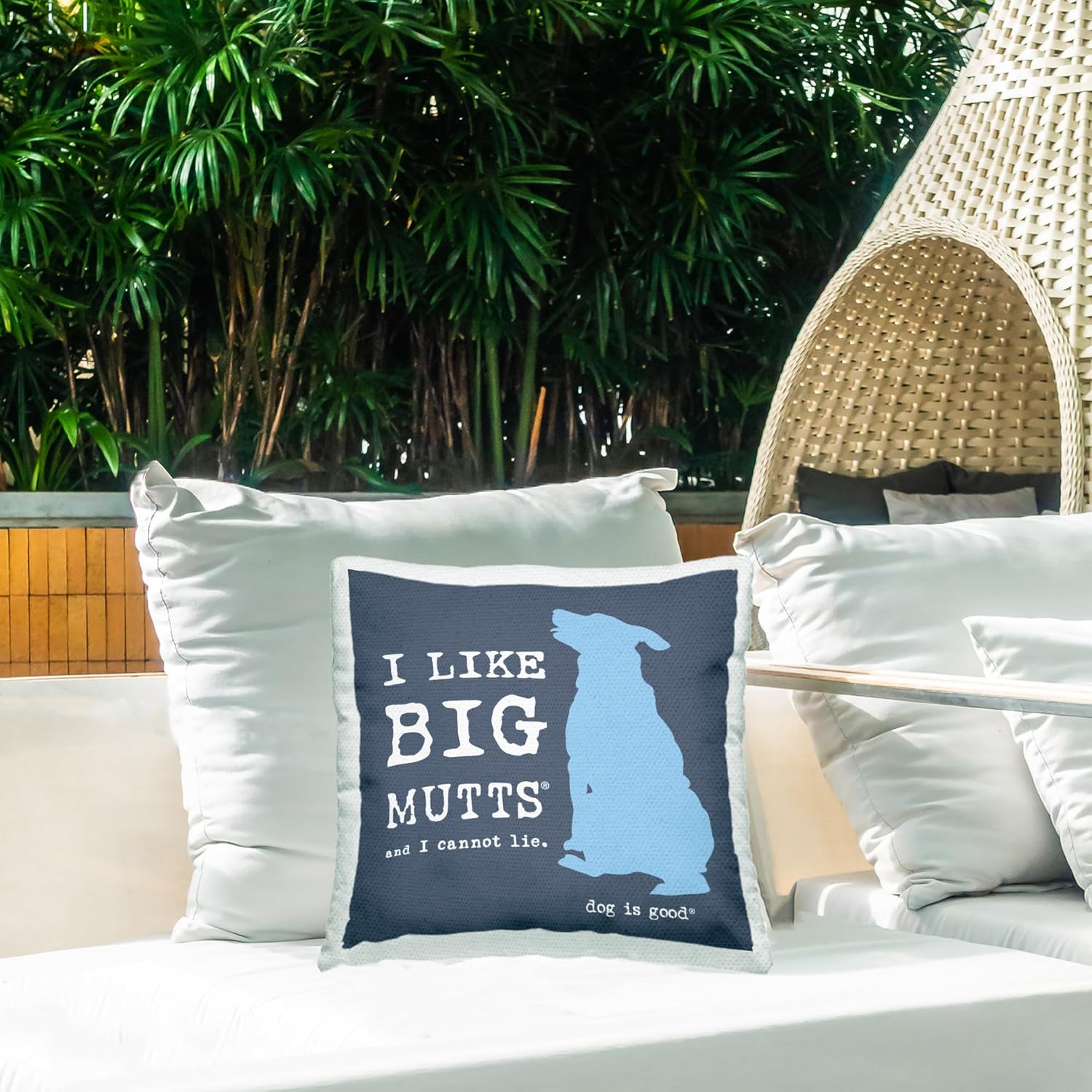 Stupell Industries Like Big Mutts Pet Humor Design by Dog is Good Outdoor Printed Throw Pillow, 18 x 7 x 18, Blue