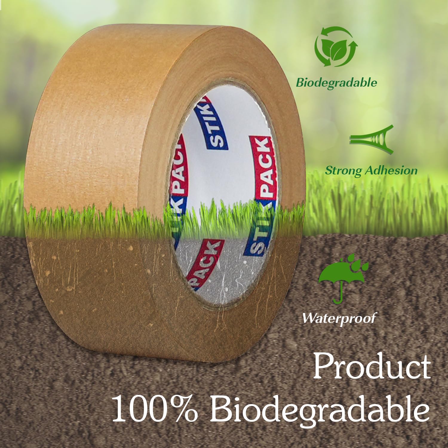 6 Rolls, Heavy Duty Kraft Paper Tape, 50mm x 50m, Self-Adhesive and Easy to Tear,Eco-Friendly and Biodegradable, Writable,Uncoated, No Noise Paper Packaging Tape for Masking, Sealing,Packing