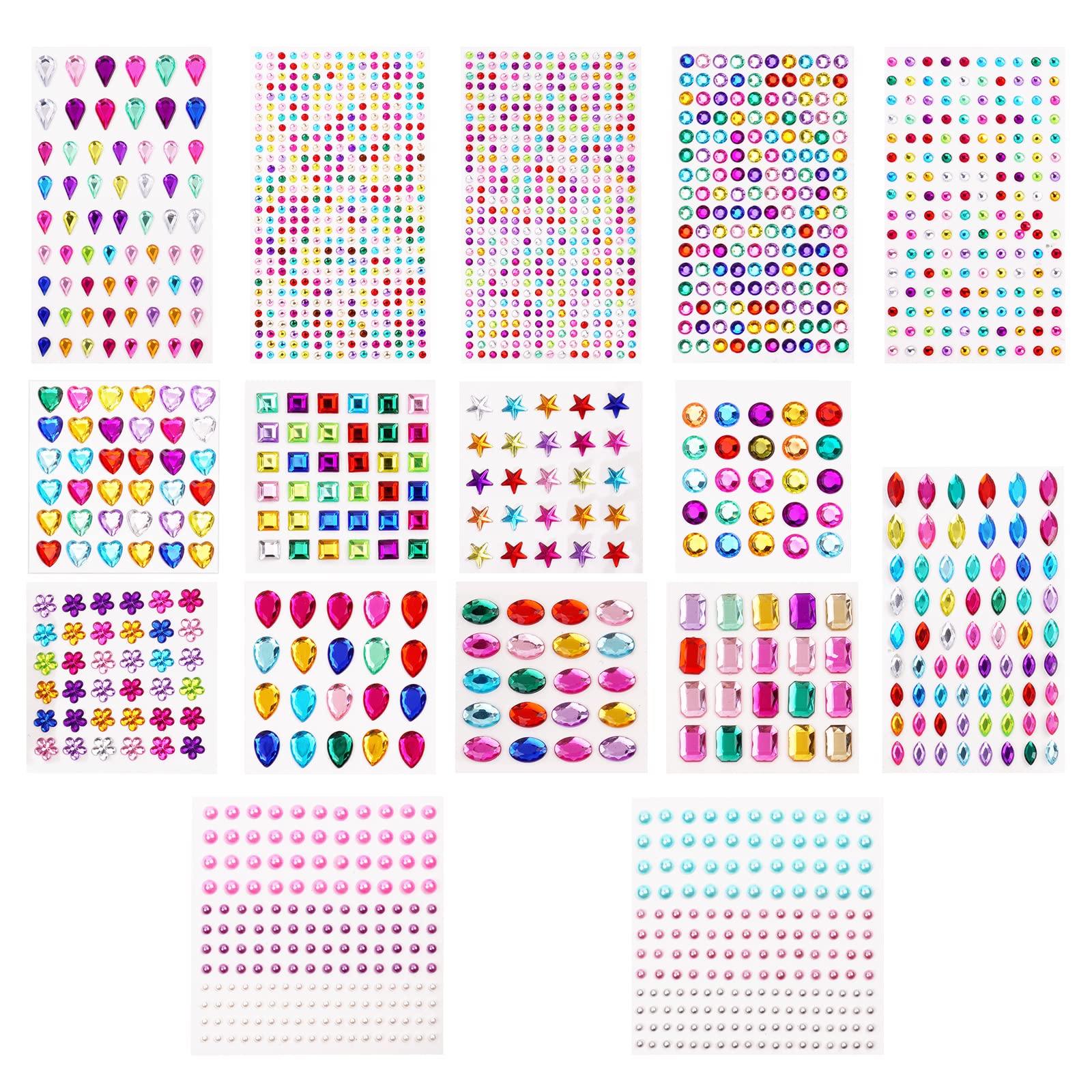 Vicloon 1908Pcs Crystal Rhinestone Stickers, 16 Sheets Self Adhesive ...