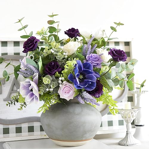 Miniatura 6 de FiveSeasonStuff 12 tallos de flores artificiales, rosas de seda de tacto real para decoración de bodas, ramos de novia, centros de mesa, fiestas y 9