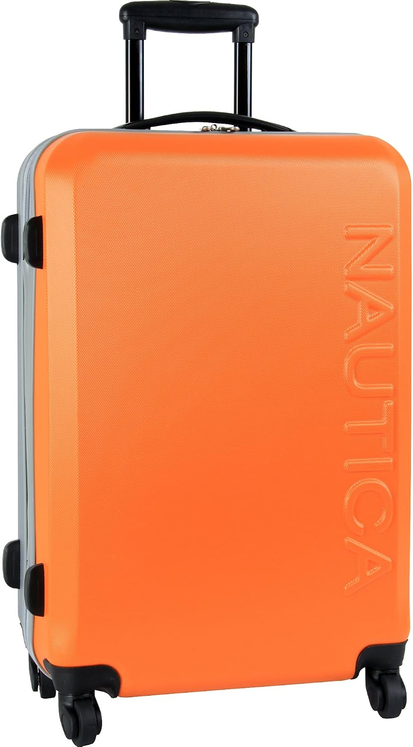 Nautica 24" Hardside Expandable Spinner Luggage, Orange/Silver
