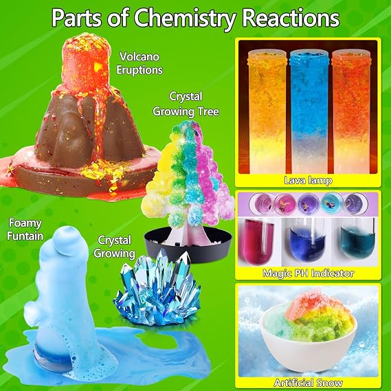UNGLINGA 272 Experiment Kits for Children Chemistry Set Experiment Box Toy Boys Gifts Volcano Chemistry Kit Crystal Magic Physics Science Laboratory Project